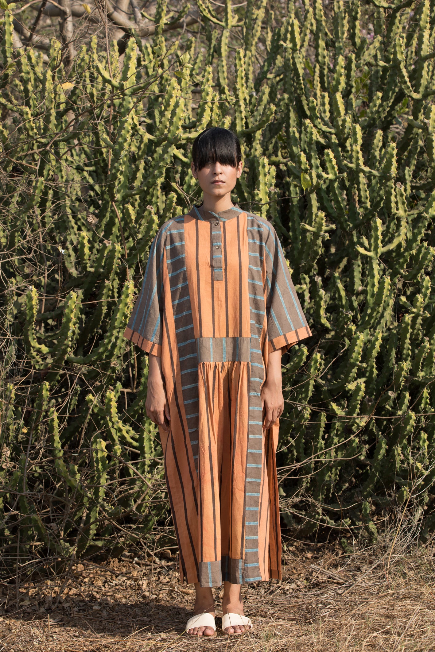Hand block-printed "H" dress