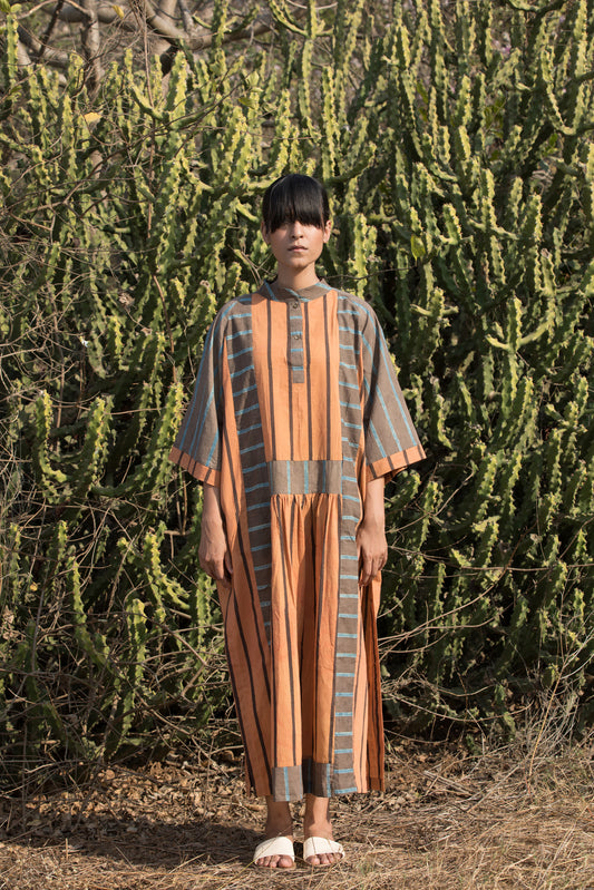 Hand block-printed "H" dress