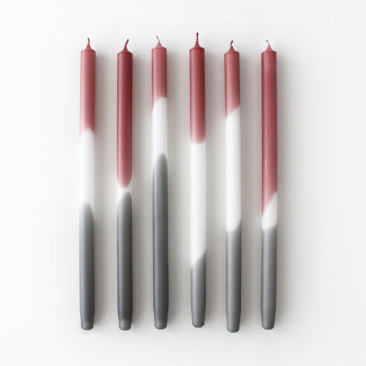 FOGGY MAROON DIP DYE CANDLES (set of 6)