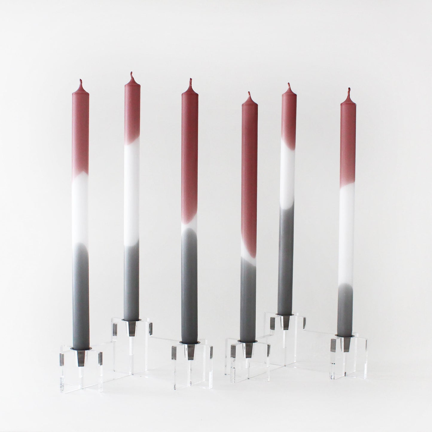 FOGGY MAROON DIP DYE CANDLES (set of 6)