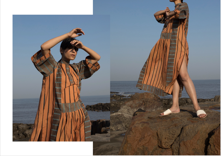 Hand block-printed "H" dress