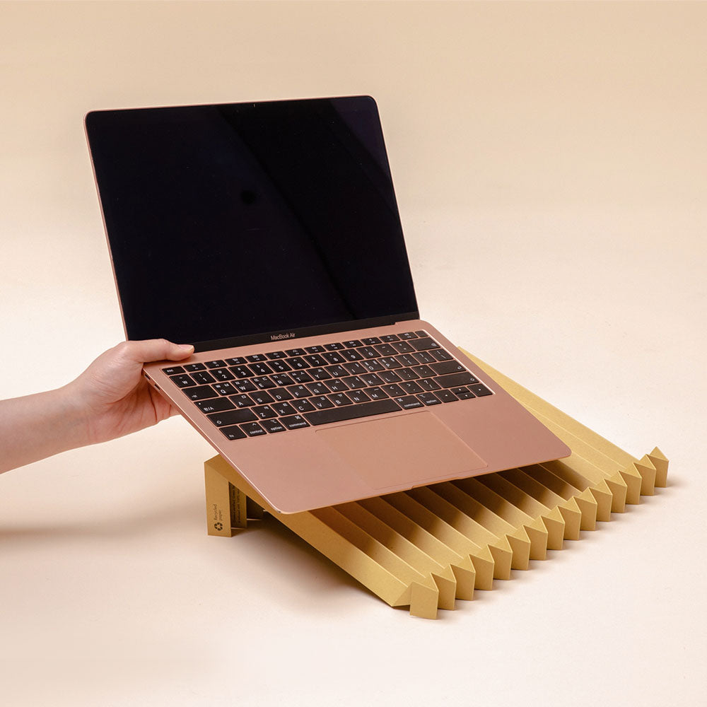 RECYCLED PAPER Laptop Stand, Handmade eco-friendly GIFT for minimalist, 15 inch, Mustard