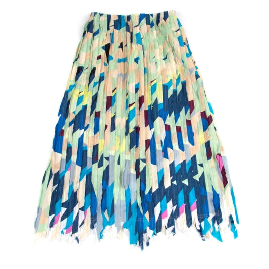Vintage ISSEY MIYAKE HaaT strip-applique pleated skirt