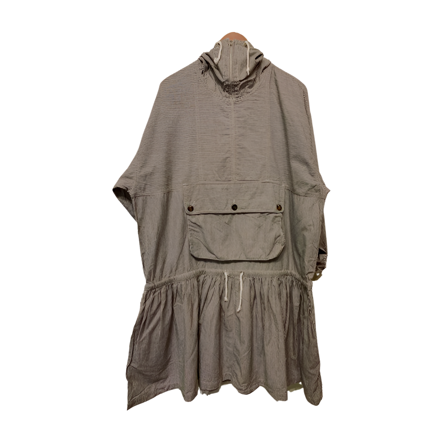 Vintage ISSEY MIYAKE hooded hickory dress